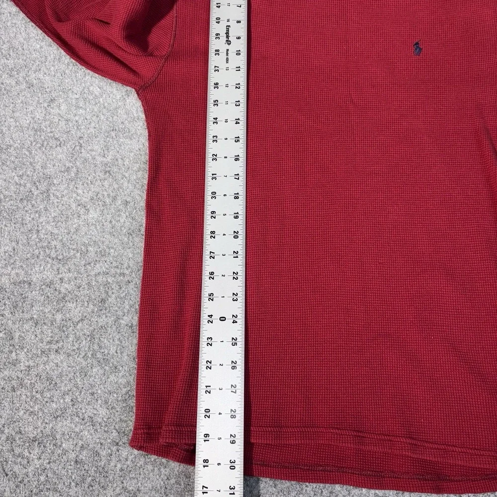 Polo Ralph Lauren Men's  Shirt Large Red‎ Waffle Knit Thermal Long Sleeve Cotton